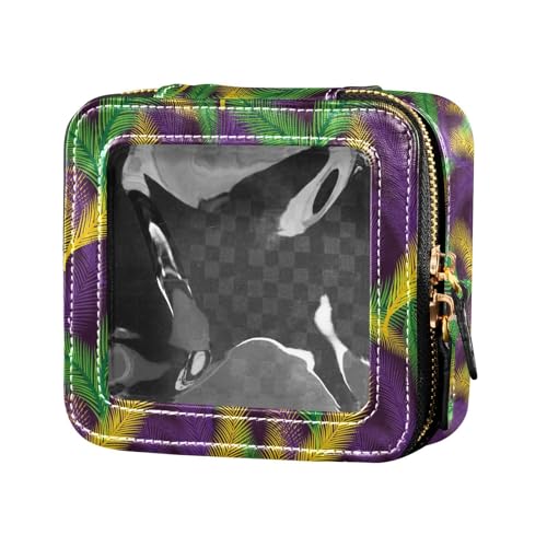 ZRWLUCKY Nature Palms Mini-Make-up-Tasche, Motiv: tropische Mardi Gras, transparent, Reise-Kulturbeutel, Make-up-Tasche, Organizer für Reisen, Nature Palms Tropical Mardi Gras von ZRWLUCKY