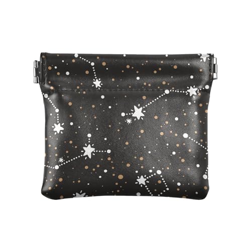 ZRWLUCKY Nature Stars Geldbörse für Damen, klein, Leder, Münzgeldbörse, einzigartig, für Karten, Schlüssel, Organizer, Schwarz und Gelb, Mehrfarbig, 4.33"(L) x 3.74"(W) x 0.39"(H), Aufdruck von ZRWLUCKY