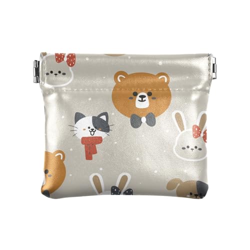 ZRWLUCKY Niedliche Cartoon-Tier-Münze, PU-Leder, kleine Münze, praktischer Schmuck für Damen, Mehrfarbig, 4.33"(L) x 3.74"(W) x 0.39"(H), Aufdruck von ZRWLUCKY