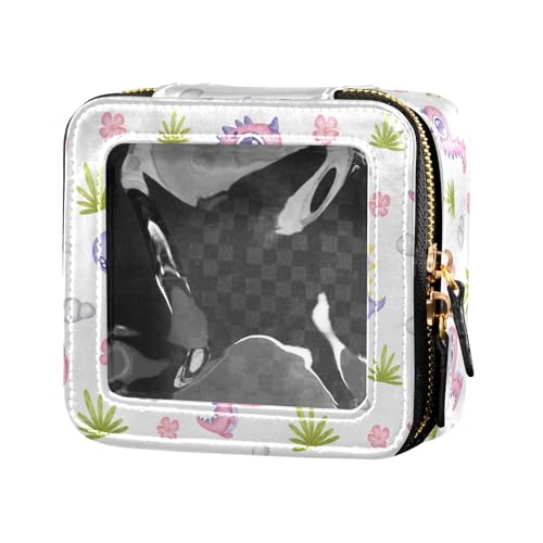 ZRWLUCKY Niedliche Mini-Make-up-Tasche, transparent, mit Reißverschluss, Kosmetik-Organizer für Damen, Niedliche Tiere von ZRWLUCKY