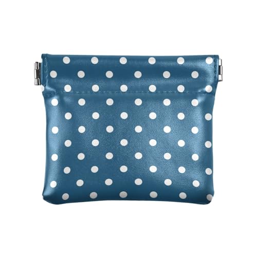 ZRWLUCKY Polka Dots Dunkelblau Damen Kleine Leder Münzbörse Tragbare Mini Kleingeld Geldbörse Münzfach für Mädchen Damen Handtasche, Mehrfarbig, 4.33"(L) x 3.74"(W) x 0.39"(H), Aufdruck von ZRWLUCKY