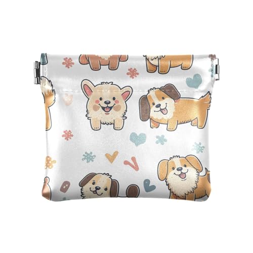 ZRWLUCKY Puppy Dog Damen Geldbörse aus Leder, praktische persönliche Gegenstände, Organizer für Frauen und Mädchen, Welpe Hund, 4.33"(L) x 3.74"(W) x 0.39"(H), Aufdruck von ZRWLUCKY