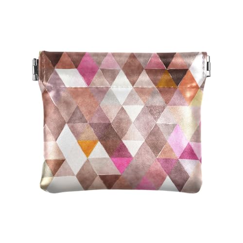 ZRWLUCKY Rhomboid Trend Damen Herren Leder Münzgeldbörsen Wasserdicht Mini Kleingeld Geldbörse Münzfach für Frauen Mädchen, Mehrfarbig, 4.33"(L) x 3.74"(W) x 0.39"(H), Aufdruck von ZRWLUCKY
