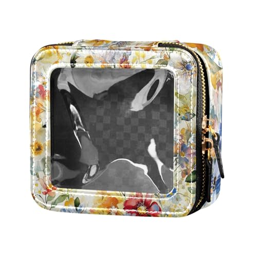 ZRWLUCKY Ruta Graveolens Kosmetiktasche mit Blumenmotiv, transparent, Reisetaschen für Toilettenartikel, Leder-Organizer-Taschen zum Fliegen, Ruta Graveolens Beauty Flowers von ZRWLUCKY