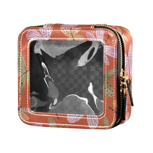 ZRWLUCKY Safari Make-up-Tasche mit Schmetterlingen und Libellen, transparent, wasserdicht, Reise-Kulturbeutel, tragbarer Make-up-Organizer für Damen, Safari-Schmetterlinge, Libellen von ZRWLUCKY
