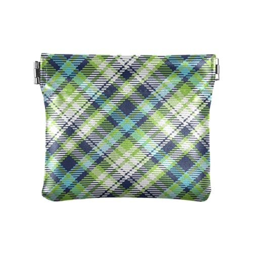 ZRWLUCKY Scottish Plaid Damen Kleine Leder Kleingeld Geldbörse Wasserdicht Mini Geldbörse Geldbörse für Frauen Mädchen, Schottisches Karomuster, 4.33"(L) x 3.74"(W) x 0.39"(H), Aufdruck von ZRWLUCKY