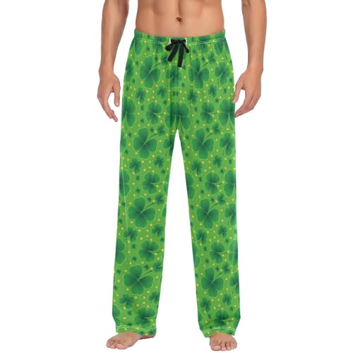 ZRWLUCKY St. Patrick's Day Clover Herren-Nachtwäsche, Pyjamahose, gemütliche Hose mit Taschen, Kordelzug, Loungewear-Hose, St. Patrick's Day Klee, X-Large von ZRWLUCKY