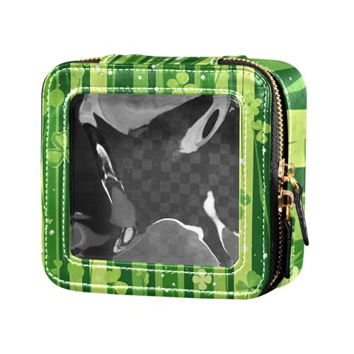 ZRWLUCKY Stripe and Clover Simple Green Cute Travel Makeup Bag Clear Travel Toiletry Bag Skin Care Bag for Traveling, stripe and clover simple green, Stripe and Clover Simple Green von ZRWLUCKY