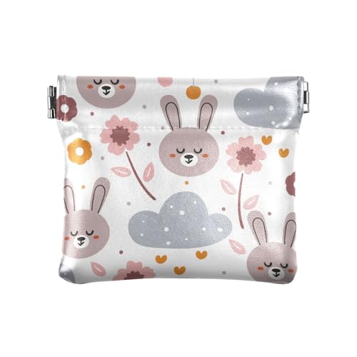 ZRWLUCKY Süße Geldbörse mit Tierblumen, PU-Leder, praktische Make-up-Tasche, Wechselgeldbörse für Damen und Mädchen, Mehrfarbig, 4.33"(L) x 3.74"(W) x 0.39"(H), Aufdruck von ZRWLUCKY