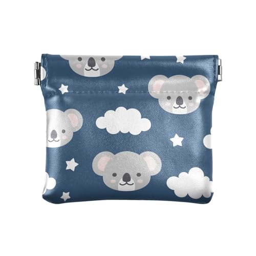 ZRWLUCKY Süße Koala Gute Nacht Damen Kleine Leder Münzbörse Tragbare Mini Make-up Tasche für Frauen Mädchen, Süßer Koala Gute Nacht, 4.33"(L) x 3.74"(W) x 0.39"(H), Aufdruck von ZRWLUCKY