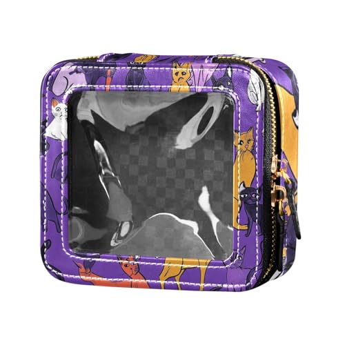 ZRWLUCKY Süße Singapura-Katzen-Reise-Make-up-Tasche, transparent, Reisetaschen für Toilettenartikel, Kosmetiktasche, Organizer für Reisen, süße Singapura-Katzen, Violett, Sweet Singapura Cats Purple von ZRWLUCKY
