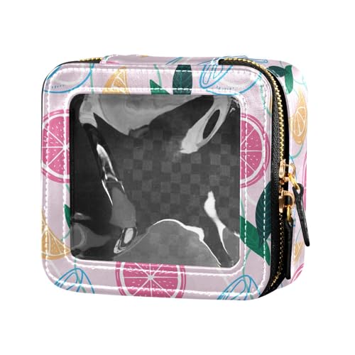 ZRWLUCKY Summer Lemon Klare kleine Make-up-Tasche für Geldbörse, wasserdicht, Reise-Kulturbeutel, Leder-Kosmetiktasche zum Fliegen, Sommerzitrone von ZRWLUCKY