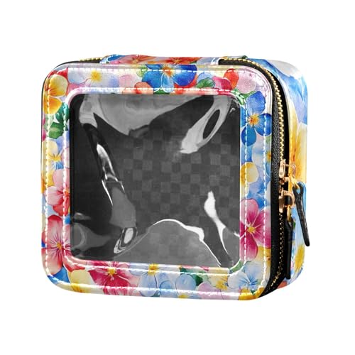 ZRWLUCKY Tonga Heilala Kosmetiktasche mit Blumenmotiv, transparent, mit Reißverschluss, kleine Kosmetiktasche für Geldbörse für Reisen, Tonga Heilala Beauty Flowers von ZRWLUCKY