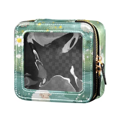 ZRWLUCKY Transparente Make-up-Tasche mit Cartoon-Schafen und Blumen, für Geldbörse, Reisetasche, für Toilettenartikel, Hautpflege-Tasche zum Fliegen, Cartoon-Schaf und Blume von ZRWLUCKY