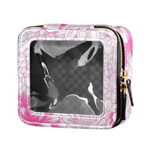 ZRWLUCKY Transparente Reise-Make-up-Tasche mit Dahlie und Chrysanthemen, Kulturbeutel, Leder, Organizer-Taschen zum Fliegen, Dahlie und Chrysantheme von ZRWLUCKY