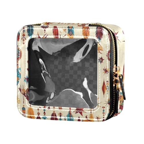 ZRWLUCKY Traumfänger und bunte Federn, transparent, kleine Make-up-Tasche für Geldbörse, Kulturbeutel, Kosmetik-Organizer für Fliegen, Traumfänger und bunte Federn, Traumfänger und bunte Federn von ZRWLUCKY