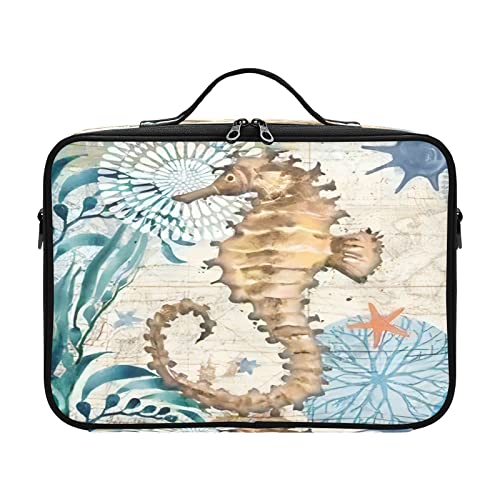 ZRWLUCKY Vintage Brown Seahorse makeup bag travel cosmetic bag toiletry bag travel makeup bag zipper large makeup bag carteras para maquillaje for women girl teen ladies teens male von ZRWLUCKY