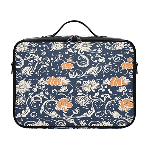 ZRWLUCKY Vintage Ink Blue White Yellow cosmetic bags women bag travel toiletry makeup bag zipper travel makeup bag cartera de maquillaje para mujer for womens men mens woman mom kids teenage von ZRWLUCKY