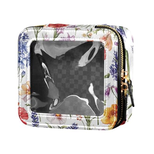 ZRWLUCKY Wunderschöner Lavendel-weißer Mini-Make-up-Tasche, klares Leder, Kulturbeutel, Make-up-Organizer zum Fliegen, schönes Lavendelweiß, Schönes Lavendelweiß von ZRWLUCKY