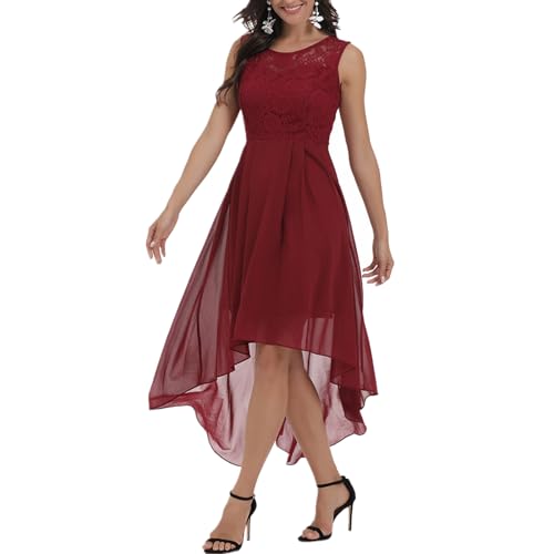 Damen Abendkleid Lang Spitze Cocktailkleid Damen Hochzeitsgast Kleid Elegant Hochzeit Festliche Kleider Für Hochzeitsgäste Sommer A Linie Ballkleid Frauen Lang Chiffon Brautjungfernkleider von ZRYAZQ
