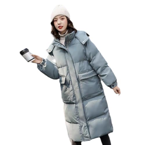 Daunenmantel Damen Lang Winter Leicht Wintermantel Damen Warm Elegant Daunen Leichte Steppmantel Lange Winterjacke Dicke Thermo Daunenjacke mit Kapuze Stepp Mantel Puffer Jacke Winter Knöpfe Zip von ZRYAZQ