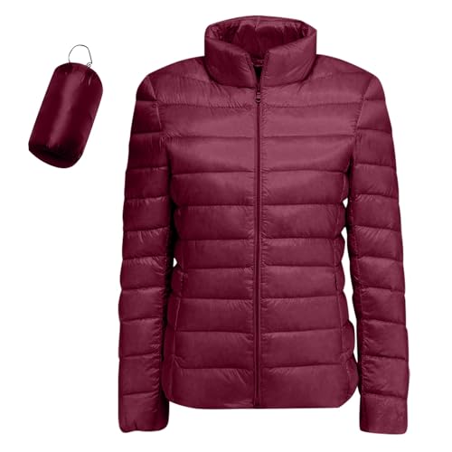 Steppjacke Damen Leicht Ohne Kapuze Daunenjacke Damen Winter Warm Winterjacke Stepp Stehkragen Puffer Jacke Winter Outdoor Zipper Leichte Steppmantel Übergang Jacken mit Taschen Kuschelig von ZRYAZQ
