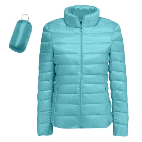 Steppjacke Damen Leicht Ohne Kapuze Daunenjacke Damen Winter Warm Winterjacke Stepp Stehkragen Puffer Jacke Winter Outdoor Zipper Leichte Steppmantel Übergang Jacken mit Taschen Kuschelig von ZRYAZQ