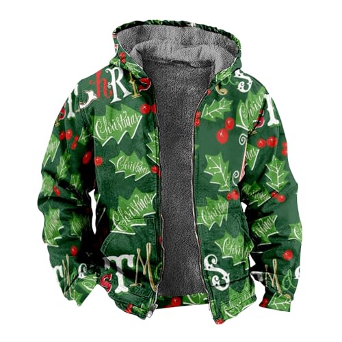 Sweatjacke Herren Kapuzenjacke Mit Fleecefutter Weihnachten Christmas Sweater Winterjacke Warm Zipper Hoodie Beheizbare Jacke Sweatshirt Mit Taschen von ZRYAZQ