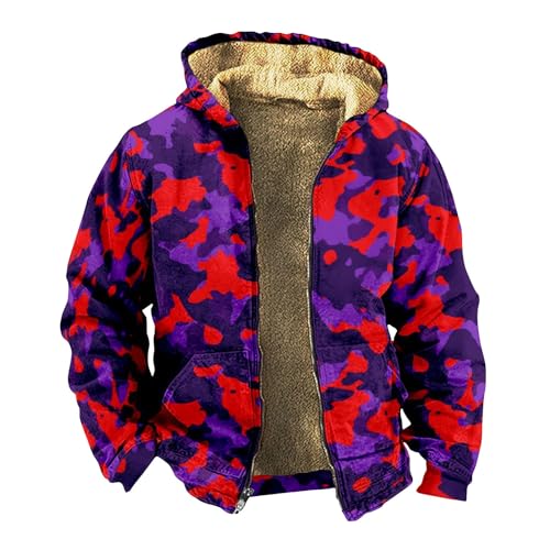 Sweatjacke Herren Kapuzenjacke mit Fleecefutter Winterjacke Herren Warm Zipper Hoodie Herren Mit Taschen Jacke Camouflage Herren Beheizbare Jacke Sweatshirt Herren Wintermantel Herren Freizeit von ZRYAZQ