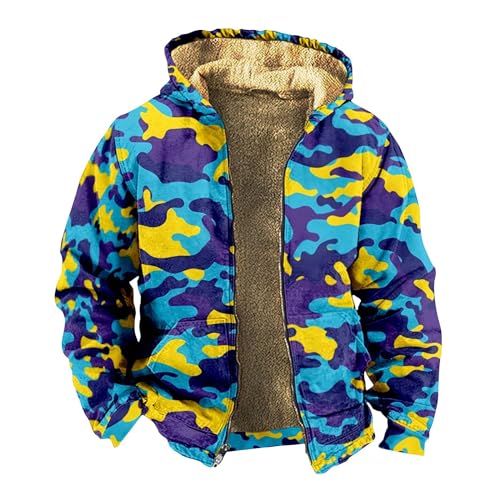 Sweatjacke Herren Kapuzenjacke mit Fleecefutter Winterjacke Herren Warm Zipper Hoodie Herren Mit Taschen Jacke Camouflage Herren Beheizbare Jacke Sweatshirt Herren Wintermantel Herren Freizeit von ZRYAZQ