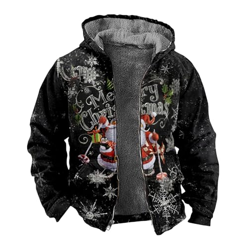 Sweatjacke Herren Weihnachten Kapuzenjacke Mit Fleecefutter Christmas Sweater Winterjacke Herren Warm Zipper Hoodie Herren Weihnachten Beheizbare Jacke Weihnachten Sweatshirt Herren Mit Taschen von ZRYAZQ