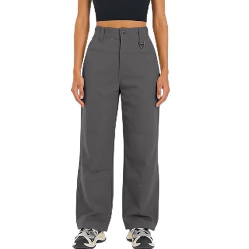 Wanderhose Damen Zip Off Hose Damen Sommer Weites Bein Trekking Weite Hosen Lang Atmungsaktiv Trekkinghose Outdoor mit Knöpfen Funktionshose Cargo mit Taschen Palazzo Outdoorhose Arbeitshose von ZRYAZQ