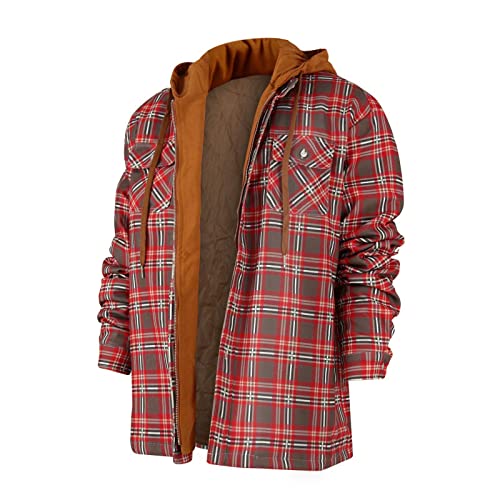 Winterjacke Herren Herbstjacke Herren Kariert Holzfällerjacke Herren Gefüttert Hemdjacke Herren Kapuze Flanellhemd übergangsjacke Herren Kariert Flanell Jacke Herren Gefüttert Kapuzenjacke Vintage von ZRYAZQ