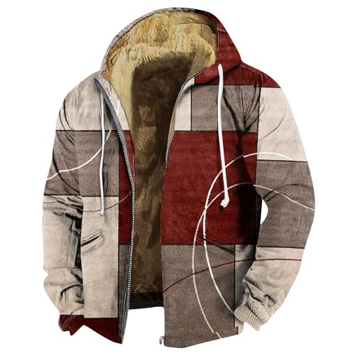 Winterjacke Herren Warm Zipper Hoodie Herren Sweatjacke Herren Beheizbarer Kapuzenjacke Aufdruck mit Fleecefutter Beheizbare Jacke Wintermantel Freizeit Sweatshirt Herren Mit Taschen Skijacke Herren von ZRYAZQ