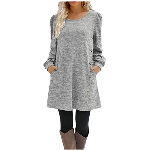 Winterkleid Damen Elegant Kurz mit Knopfleiste Pulloverkleid Damen Winter Langarm A Linie Herbstkleid Damen Locker mit Taschen Sweatkleid Rundhals Shirtkleid Frauen Casual Winterkleider Winterkleid Damen Elegant Kurz mit Knopfleiste Pulloverkleid Damen Winter Langarm A Linie Herbstkleid Damen Locker mit Taschen Sweatkleid Rundhals Shirtkleid Frauen Casual Winterkleider von ZRYAZQ