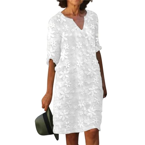 ZRYAZQ Damen Kleider Elegant Festlich Sommer Knielang Sommerkleid Tüll V Ausschnitt Halbarm Kleid Hochzeitsgast Damen Sommer Knielanges Bestickten Leichte Sommerkleider Lochstickerei Damenkleider ZRYAZQ Damen Kleider Elegant Festlich Sommer Knielang Sommerkleid Tüll V Ausschnitt Halbarm Kleid Hochzeitsgast Damen Sommer Knielanges Bestickten Leichte Sommerkleider Lochstickerei Damenkleider von ZRYAZQ
