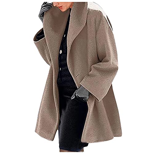 ZRYAZQ Damen Mantel Winter Lang mit Kapuze Trenchcoat Elegant mit Knöpfen Wollmantel Damen Oversize Wintermantel Damen Warm Übergangsjacke Große Größen Winterjacke Langer Damenmantel Einfarbig Coat von ZRYAZQ