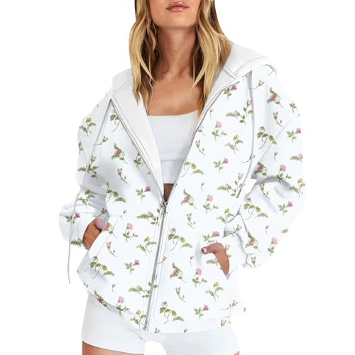 ZRYAZQ Damen Sweatjacke mit Kapuze Hoodie Jacke Damen mit Blumen Aufdruck Kapuzenjacke Langarm Sweatshirtjacke mit Reißverschluss Übergangsjacke Damen Herbstwinter Kapuzenpullover mit Taschen Casual ZRYAZQ Damen Sweatjacke mit Kapuze Hoodie Jacke Damen mit Blumen Aufdruck Kapuzenjacke Langarm Sweatshirtjacke mit Reißverschluss Übergangsjacke Damen Herbstwinter Kapuzenpullover mit Taschen Casual von ZRYAZQ