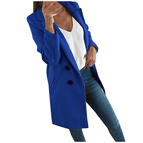 ZRYAZQ Damen Trenchcoat Lang Warm Wollmantel Damen Winter Oversize Zweireihig Wintermantel Damen Warme Damenmantel Übergang Mantel Elegant Revers Winterjacke Langer Übergangsjacke mit Taschen von ZRYAZQ