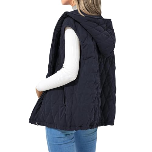 ZRYAZQ Damen Weste Winter mit Kapuze Steppweste Damen Leicht Westen mit Reissverschluss und Taschen Pufferweste Leichte Ärmellos Daunenweste Hell Winterjacke Warm Übergangsjacke Elegant Steppmantel von ZRYAZQ