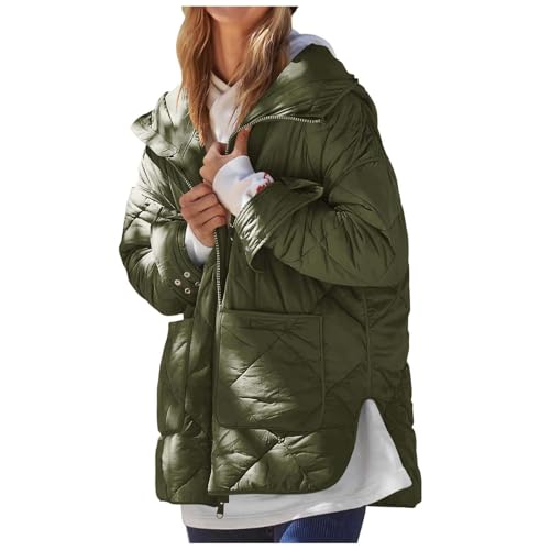 ZRYAZQ Daunenjacke Damen Leicht mit Kapuze Daunenmantel Winter Warm Wintermantel Lang Daunenjacken Reissverschluss Puffer Jacke Damen Kapuze Locker Winterjacke Dicke Mantel Daunen Frauen mit Taschen von ZRYAZQ