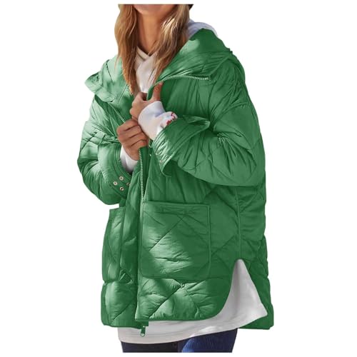 ZRYAZQ Daunenjacke Damen Leicht mit Kapuze Daunenmantel Winter Warm Wintermantel Lang Daunenjacken Reissverschluss Puffer Jacke Damen Kapuze Locker Winterjacke Dicke Mantel Daunen Frauen mit Taschen von ZRYAZQ