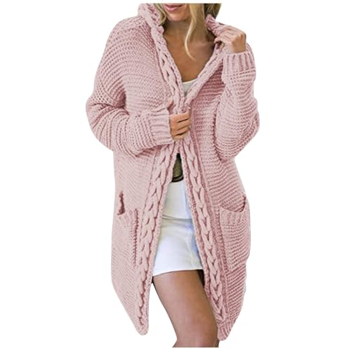 ZRYAZQ Dicke Strickjacke Damen Lang mit Kapuze Strickjacken für Damen Winter Warme Wintermantel Strick Elegant Strickmantel Grobstrick Warm Winterjacke Lange Cardigan mit Taschen Longstrickjacke von ZRYAZQ