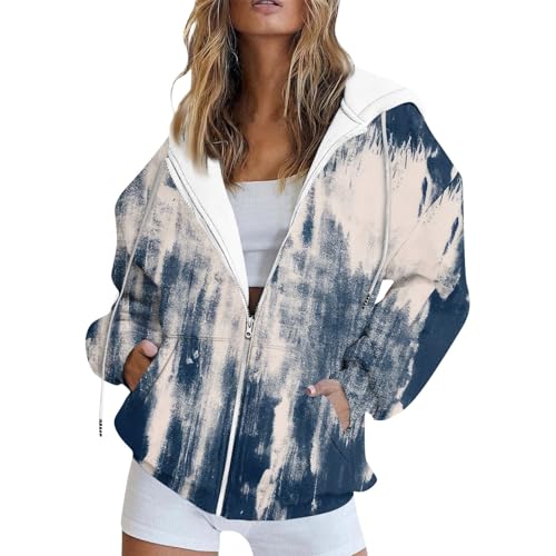 ZRYAZQ Kapuzenjacke Damen Langarm Kapuzenpullover mit Reisverschluss Sweatjacke Damen mit Kapuze Herbstjacke Damen Elegant Leicht Übergangsjacke mit Taschen Winterjacke Hoodie Mantel mit Aufdruck von ZRYAZQ