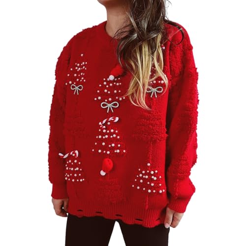ZRYAZQ Lustige Weihnachtspullover Damen mit Perlen Weihnachtspulli Damen Strickpulli Zopfmuster Weihnachtsbaum Weihnachten Pullover Damen Lustig Weihnachts Winterpullover Warm Grobstrickpullover ZRYAZQ Lustige Weihnachtspullover Damen mit Perlen Weihnachtspulli Damen Strickpulli Zopfmuster Weihnachtsbaum Weihnachten Pullover Damen Lustig Weihnachts Winterpullover Warm Grobstrickpullover von ZRYAZQ