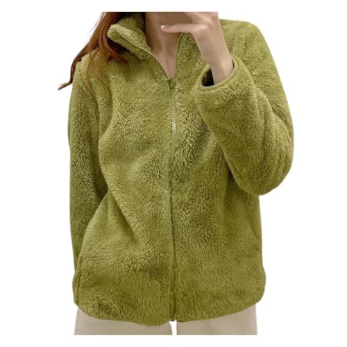 ZRYAZQ Plüschjacke Damen Winter Teddyfleece Jacke Damen mit Reissverschluss Fleecejacke Damen Ohne Kapuze Revers Teddyjacke Warme Einfarbig Winterjacke Frauen Warm Flauschig Wintermantel Fleece von ZRYAZQ
