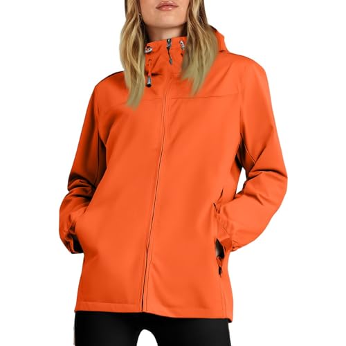 ZRYAZQ Regenjacke Damen Wasserdicht Atmungsaktiv Leicht Softshelljacke Regenjacke Damen Fahrrad mit Kaputze Regenmantel Waterproof Zip Outdoor Wanderjacke Frauen Winddicht Übergangsjacke Windbreaker von ZRYAZQ