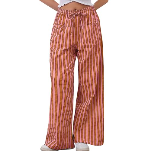 ZRYAZQ Sommerhose Damen Leicht Gestreift Lang Stoffhose Damen Sommer Elegant High Waist Weites Bein Hosen Sommer Baggy Mit Gummibund Palazzo Hose Streifen Mit Taschen Sommerhosen Leicht Und Luftig ZRYAZQ Sommerhose Damen Leicht Gestreift Lang Stoffhose Damen Sommer Elegant High Waist Weites Bein Hosen Sommer Baggy Mit Gummibund Palazzo Hose Streifen Mit Taschen Sommerhosen Leicht Und Luftig von ZRYAZQ