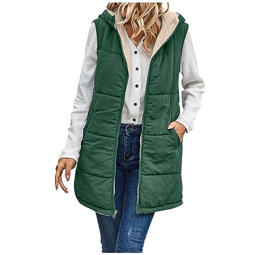 ZRYAZQ Weste Damen Winter Warm Gefüttert Steppweste Damen Lang mit Teddyfutter Longweste Damen mit Kapuze Fleeceweste Ärmellos Reissverschluss Daunenweste mit Taschen Übergangsjacke Kapuzenweste ZRYAZQ Weste Damen Winter Warm Gefüttert Steppweste Damen Lang mit Teddyfutter Longweste Damen mit Kapuze Fleeceweste Ärmellos Reissverschluss Daunenweste mit Taschen Übergangsjacke Kapuzenweste von ZRYAZQ