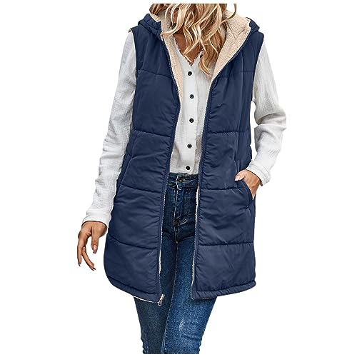 ZRYAZQ Weste Damen Winter Warm Gefüttert Steppweste Damen Lang mit Teddyfutter Longweste Damen mit Kapuze Fleeceweste Ärmellos Reissverschluss Daunenweste mit Taschen Übergangsjacke Kapuzenweste ZRYAZQ Weste Damen Winter Warm Gefüttert Steppweste Damen Lang mit Teddyfutter Longweste Damen mit Kapuze Fleeceweste Ärmellos Reissverschluss Daunenweste mit Taschen Übergangsjacke Kapuzenweste von ZRYAZQ